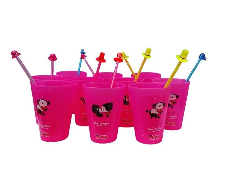 Set 10 Bicchieri Pucca Maxi 500ml + 10 Agitatori Mix Color