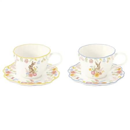 Easy Life - Set 2 Tazze con Piattino 120 ml in Porcellana Très Jolie