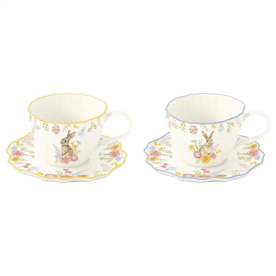 Easy Life - Set 2 Tazze con Piattino 120 ml in Porcellana Très Jolie