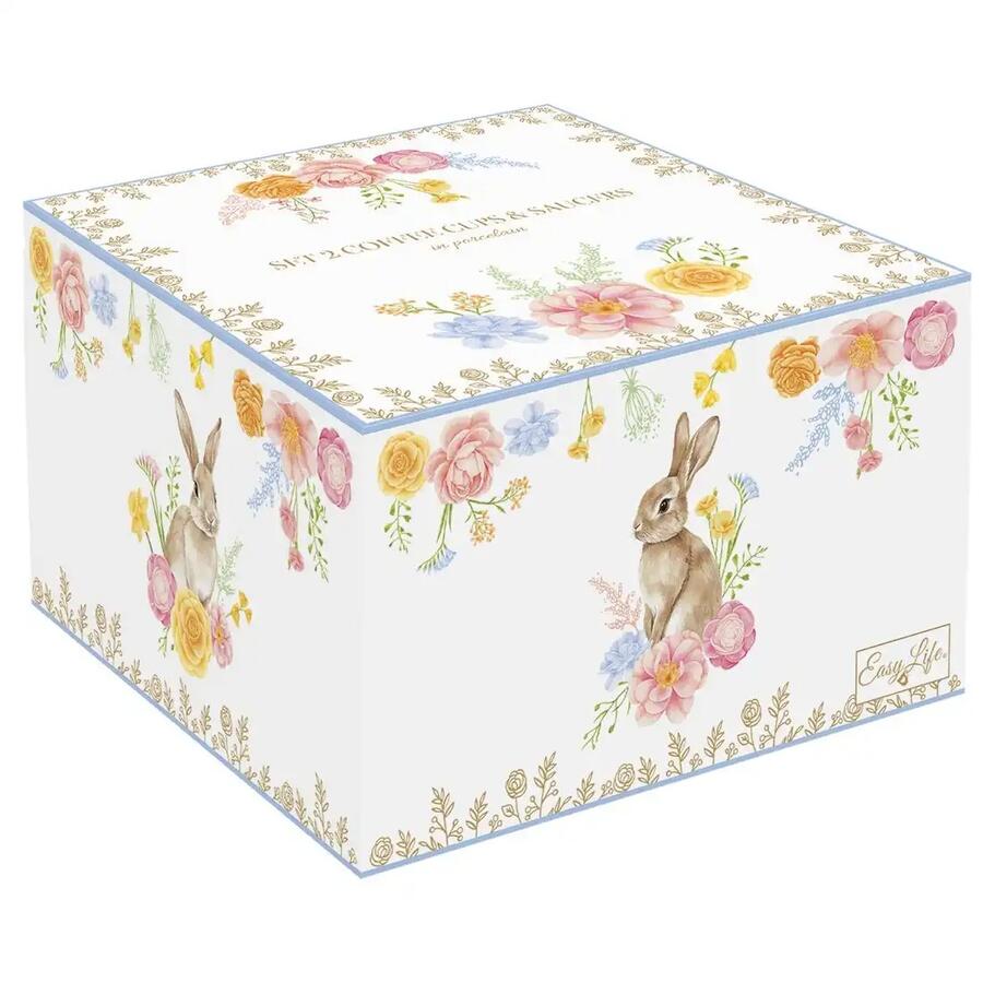 Easy Life - Set 2 Tazze con Piattino 120 ml in Porcellana Très Jolie