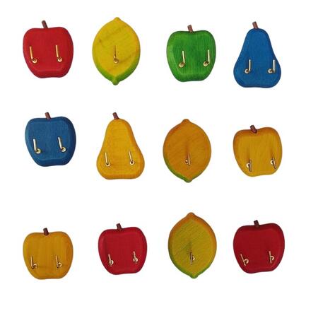Appendini in Legno Frutta – Mela o Pera, Colori Assortiti 12 pezzi