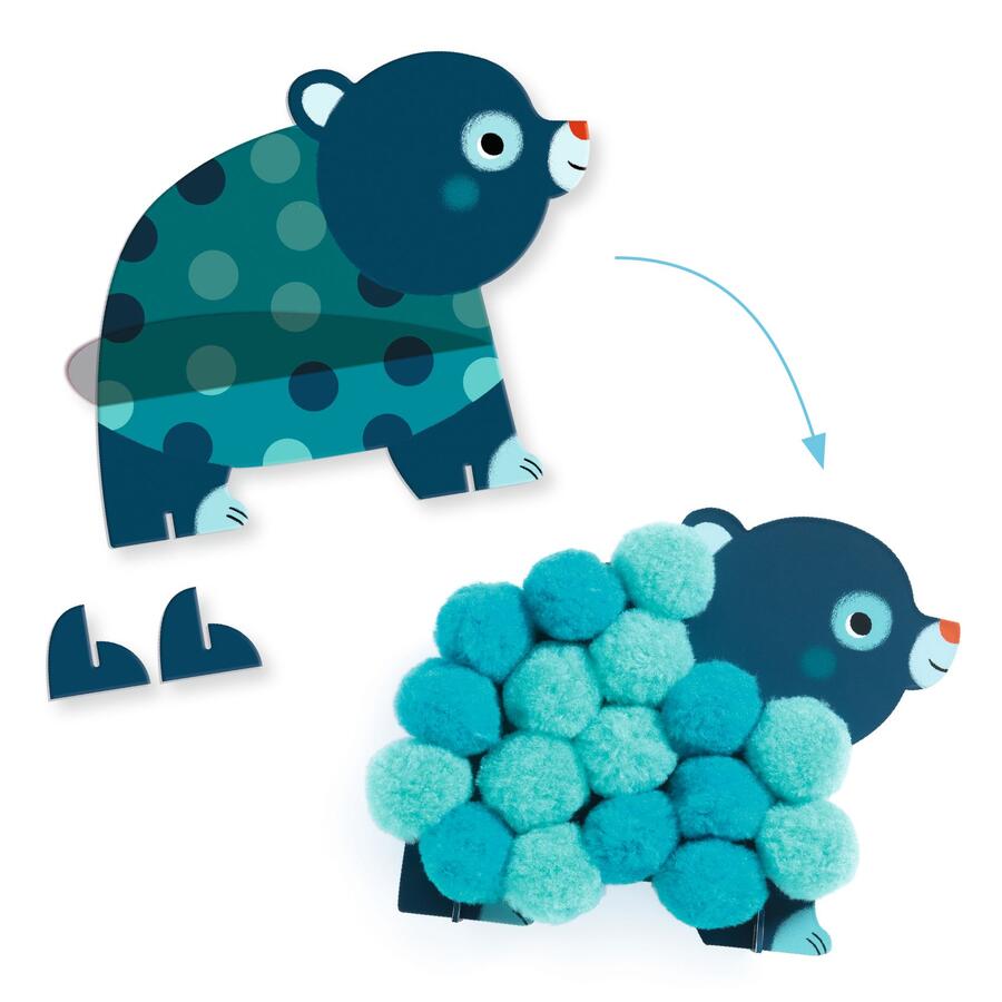 Collage con pom-pom - Animaletti morbidi