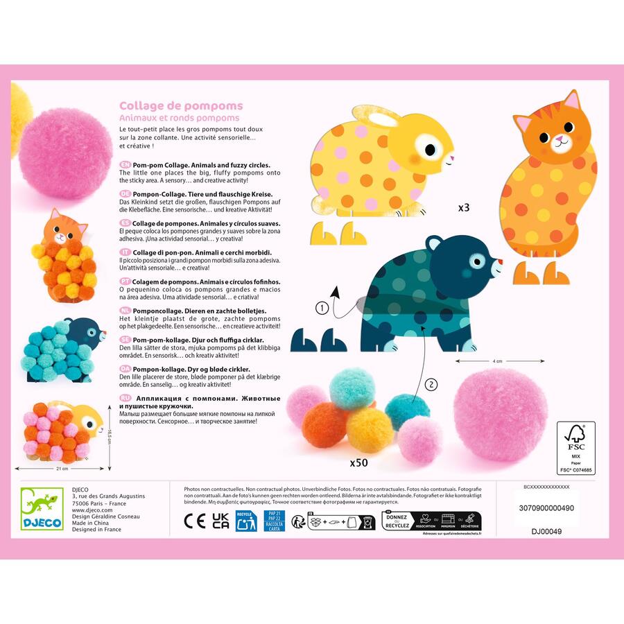 Collage con pom-pom - Animaletti morbidi