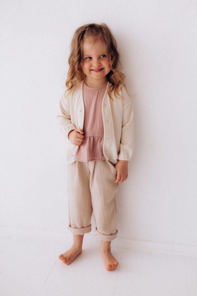 Pantaloni in Mussola di Cotone Biologico – Unisex – GOTS - Warm Sand