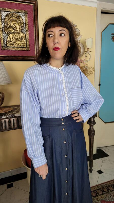 Camicia Righe Sangallo