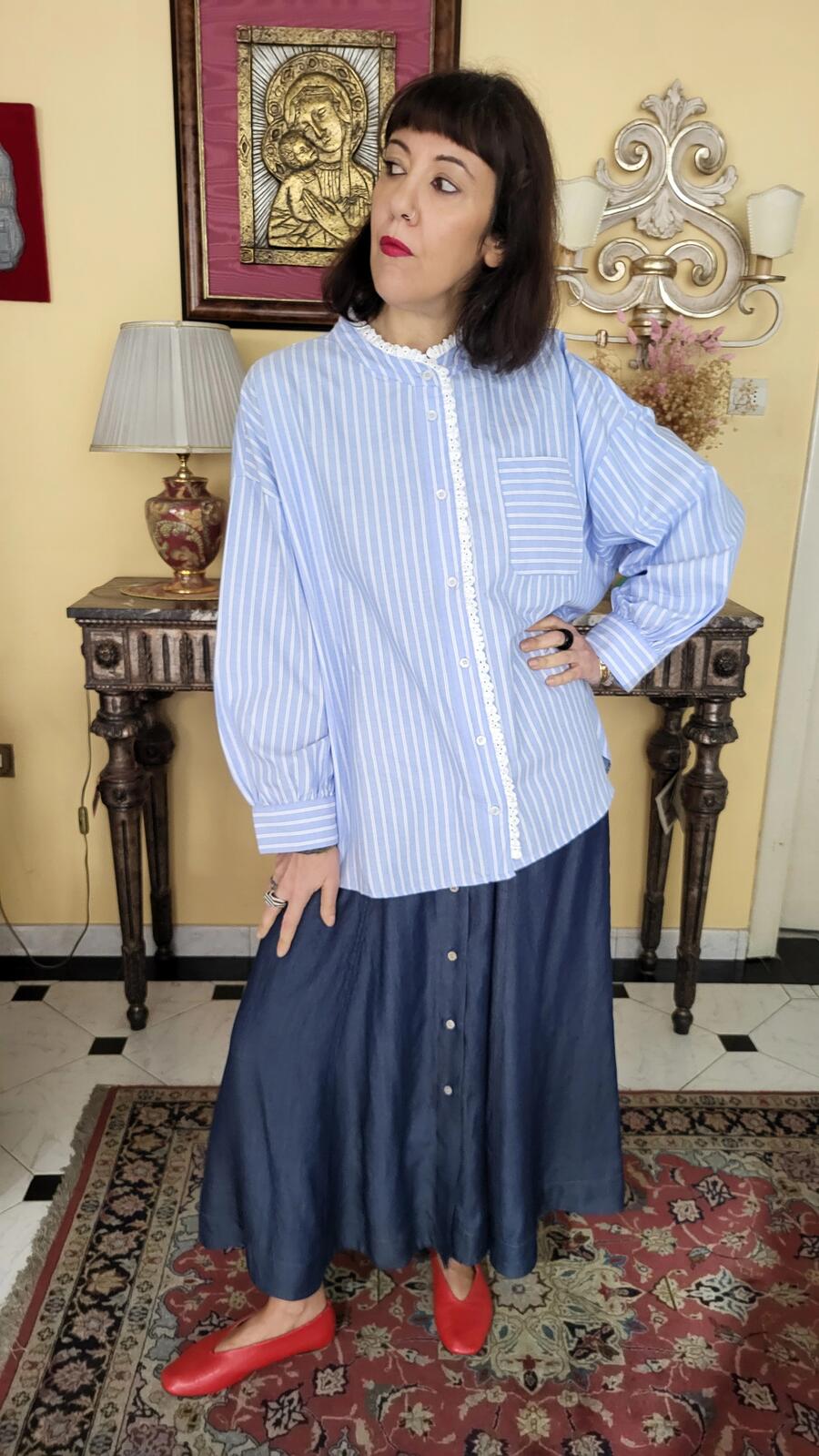 Camicia Righe Sangallo