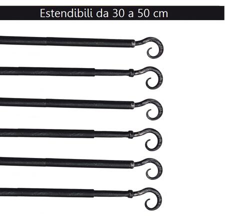 6 Bacchette Tenda Finestra in Ferro Battuto Regolabili 30-50cm - Estensibili