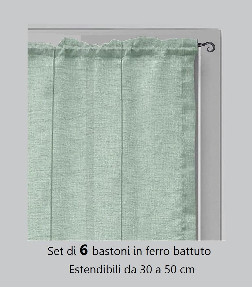 6 Bacchette Tenda Finestra in Ferro Battuto Regolabili 30-50cm - Estensibili