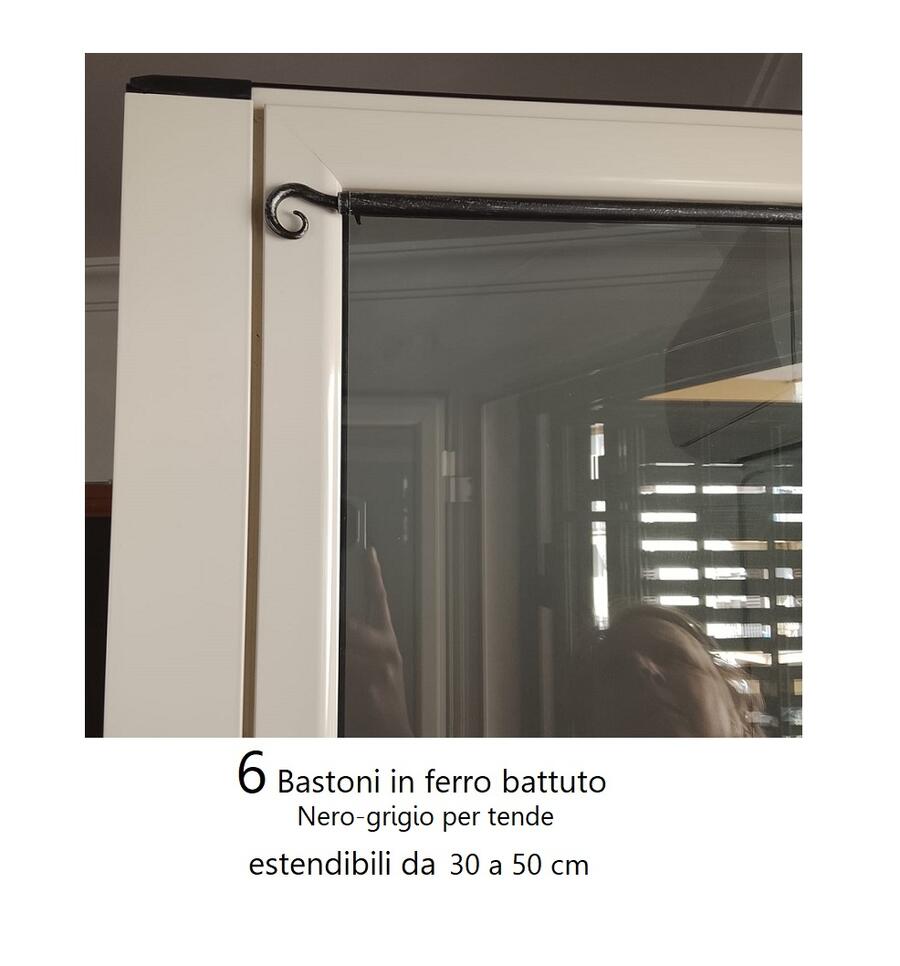 6 Bacchette Tenda Finestra in Ferro Battuto Regolabili 30-50cm - Estensibili