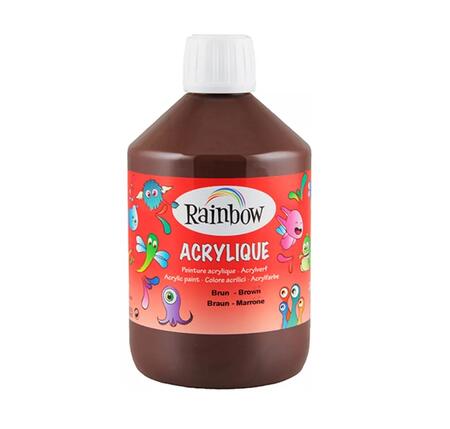 Colore Acrilico Rainbow - Bottiglia da 500 ml (Marrone) – Pittura Versatile e Brillante per Artisti e Hobby