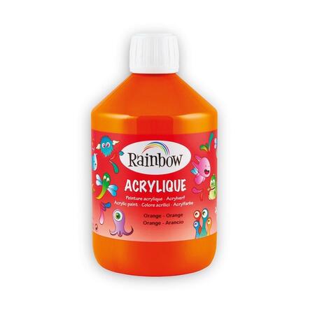 Colore Acrilico Rainbow - Bottiglia da 500 ml (Arancione) – Pittura Versatile e Brillante per Artisti e Hobby