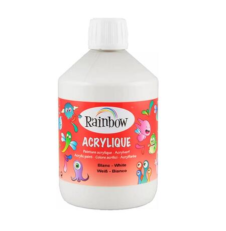 Colore Acrilico Rainbow - Bottiglia da 500 ml (Bianco) – Pittura Versatile e Brillante per Artisti e Hobby