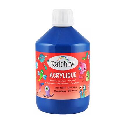 Colore Acrilico Rainbow - Bottiglia da 500 ml (Blu scuro) – Pittura Versatile e Brillante per Artisti e Hobby