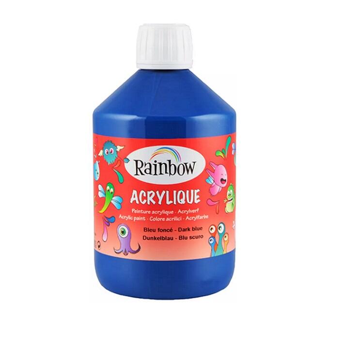 Colore Acrilico Rainbow - Bottiglia da 500 ml (Blu scuro) – Pittura Versatile e Brillante per Artisti e Hobby