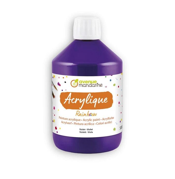 Colore Acrilico Rainbow - Bottiglia da 500 ml (Violet) – Pittura Versatile e Brillante per Artisti e Hobby