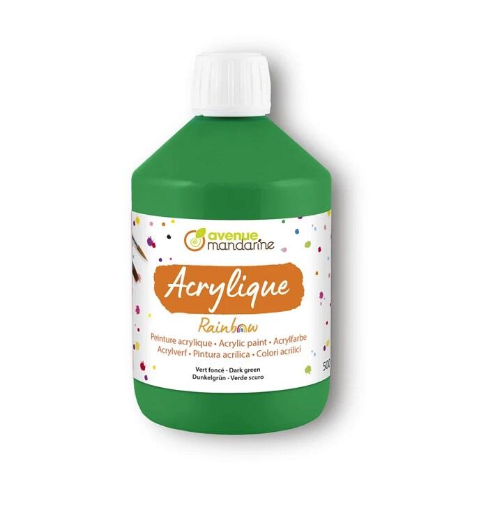 Colore Acrilico Rainbow - Bottiglia da 500 ml (verde scuro) – Pittura Versatile e Brillante per Artisti e Hobby