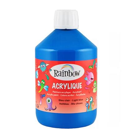 Colore Acrilico Rainbow - Bottiglia da 500 ml (Blu chiaro) – Pittura Versatile e Brillante per Artisti e Hobby