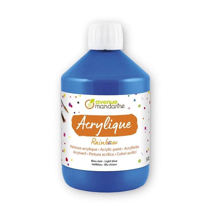 Colore Acrilico Rainbow - Bottiglia da 500 ml (Blu chiaro) – Pittura Versatile e Brillante per Artisti e Hobby