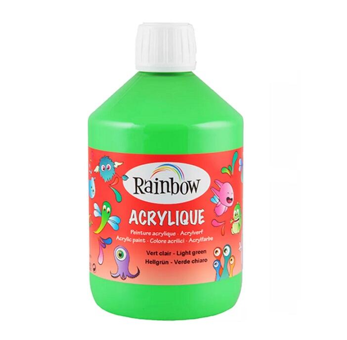 Colore Acrilico Rainbow - Bottiglia da 500 ml (Verde chiaro) – Pittura Versatile e Brillante per Artisti e Hobby