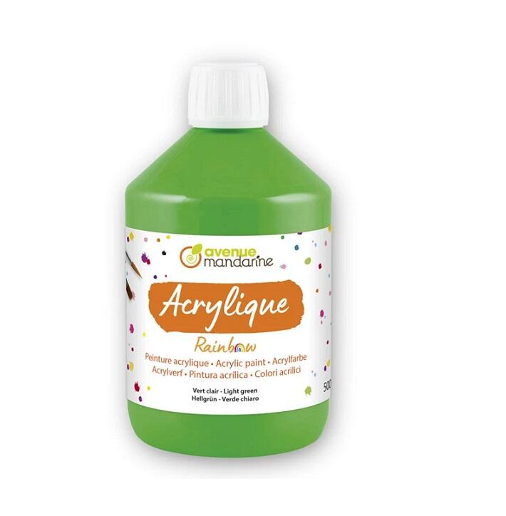Colore Acrilico Rainbow - Bottiglia da 500 ml (Verde chiaro) – Pittura Versatile e Brillante per Artisti e Hobby
