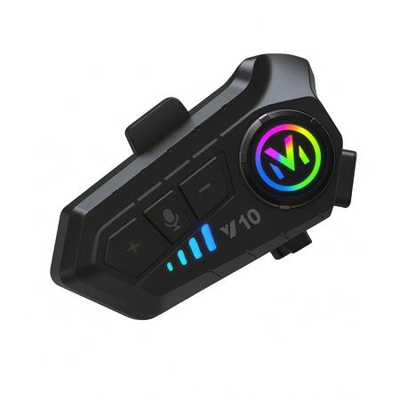 INTERFONO MOTO IMPERMEABILE V10 CASCO AURICOLARE BLUETOOTH 5.3 MICROFONO LED RGB