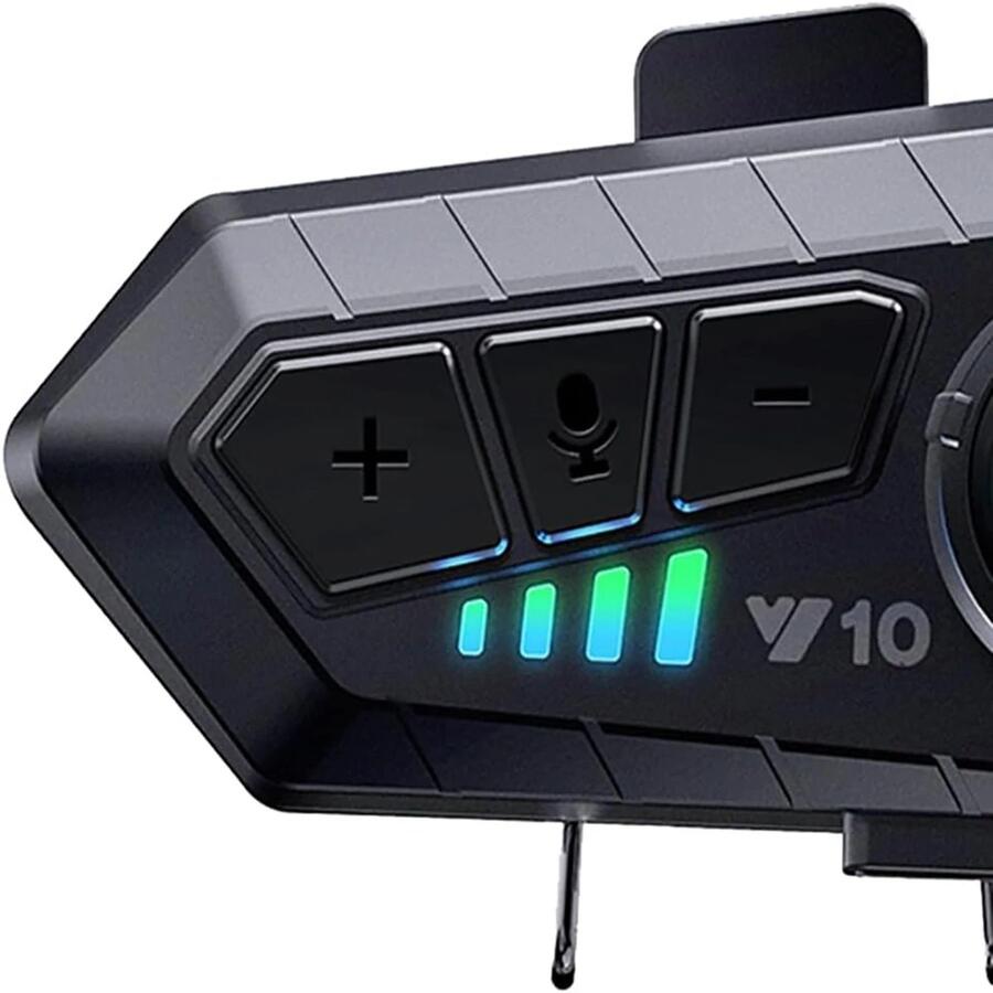 INTERFONO MOTO IMPERMEABILE V10 CASCO AURICOLARE BLUETOOTH 5.3 MICROFONO LED RGB