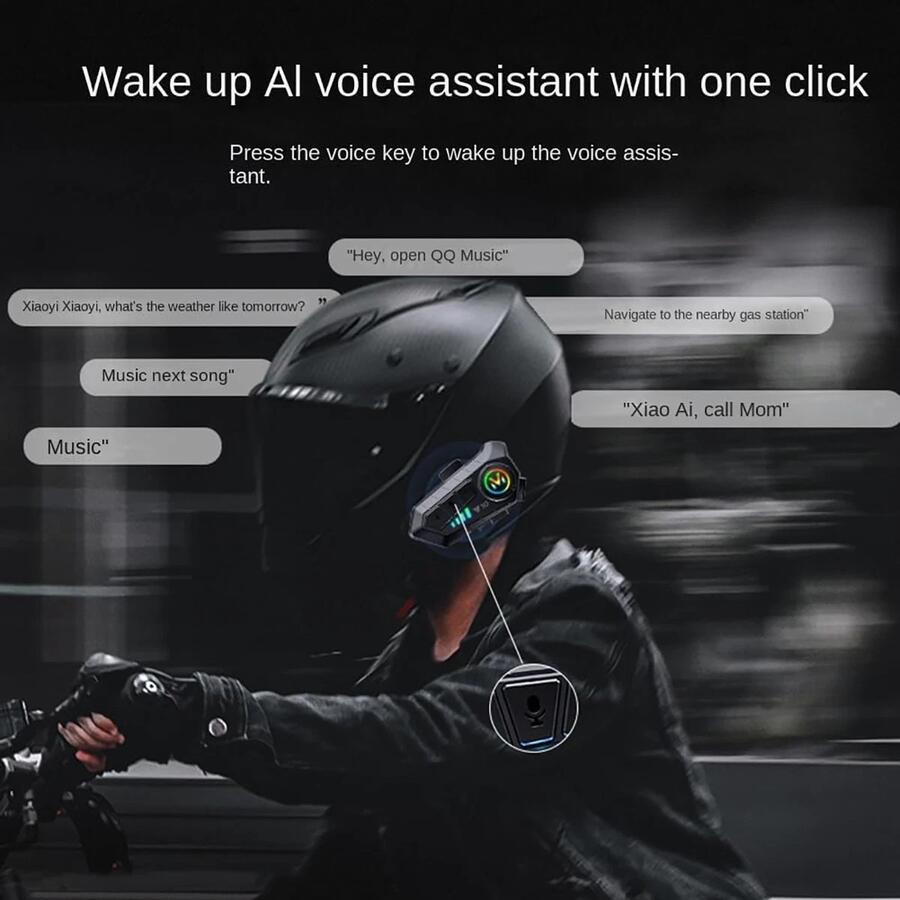 INTERFONO MOTO IMPERMEABILE V10 CASCO AURICOLARE BLUETOOTH 5.3 MICROFONO LED RGB