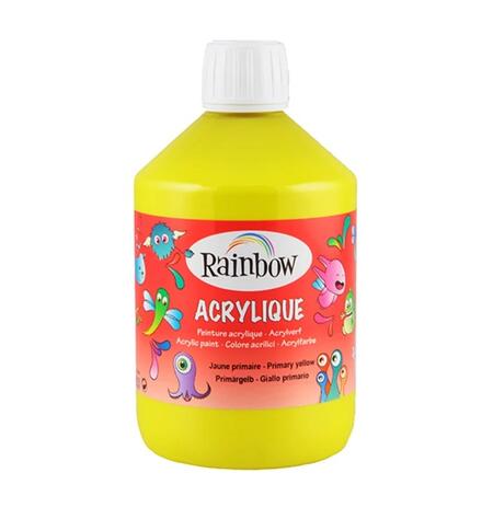 Colore Acrilico Rainbow - Bottiglia da 500 ml (Giallo) – Pittura Versatile e Brillante per Artisti e Hobby