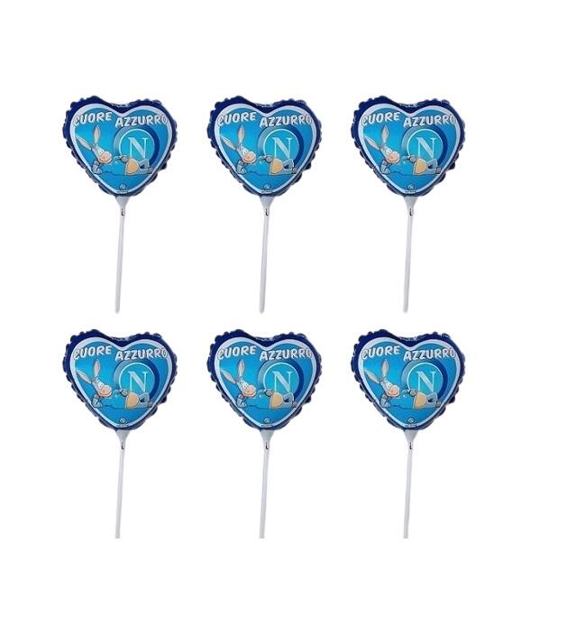 Palloncini a Cuore SSC Napoli in Mylar - Set 6 Pezzi - 35x20 cm