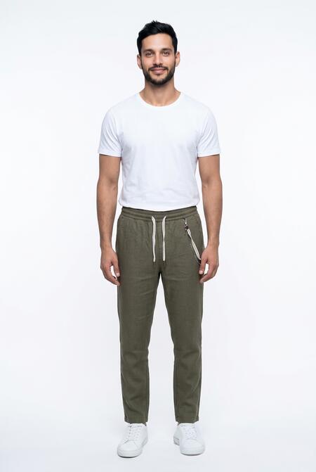 Gianni Lupo Pantalaccio Lino Verde Militare