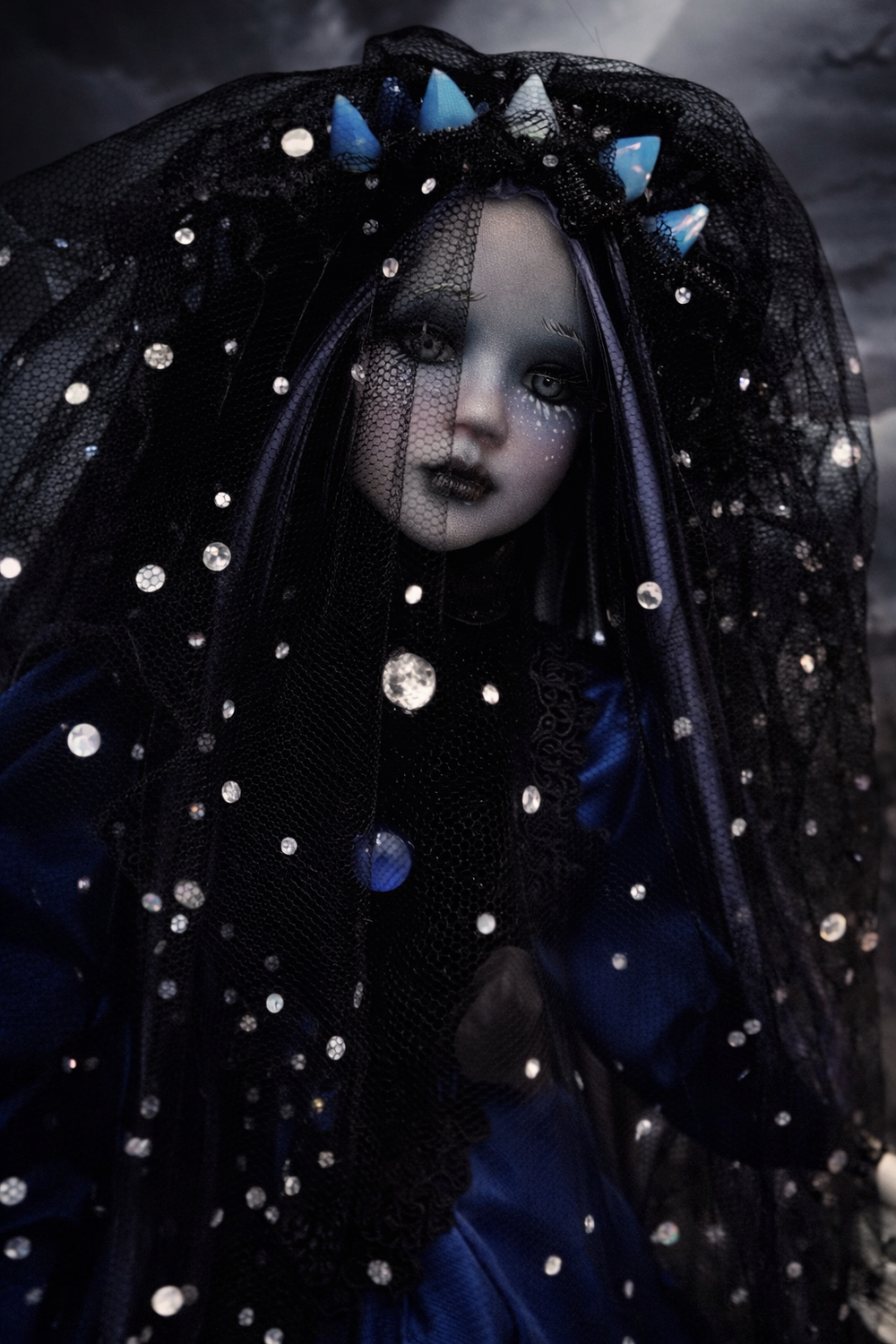 Siria Bambola Dark Goth in porcellana