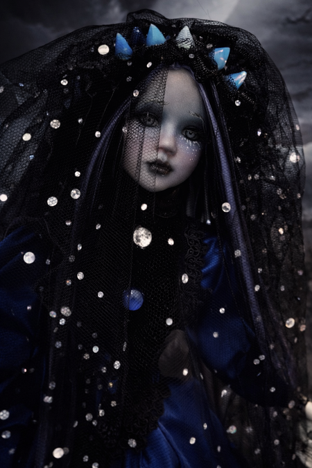 Siria Bambola Dark Goth in porcellana