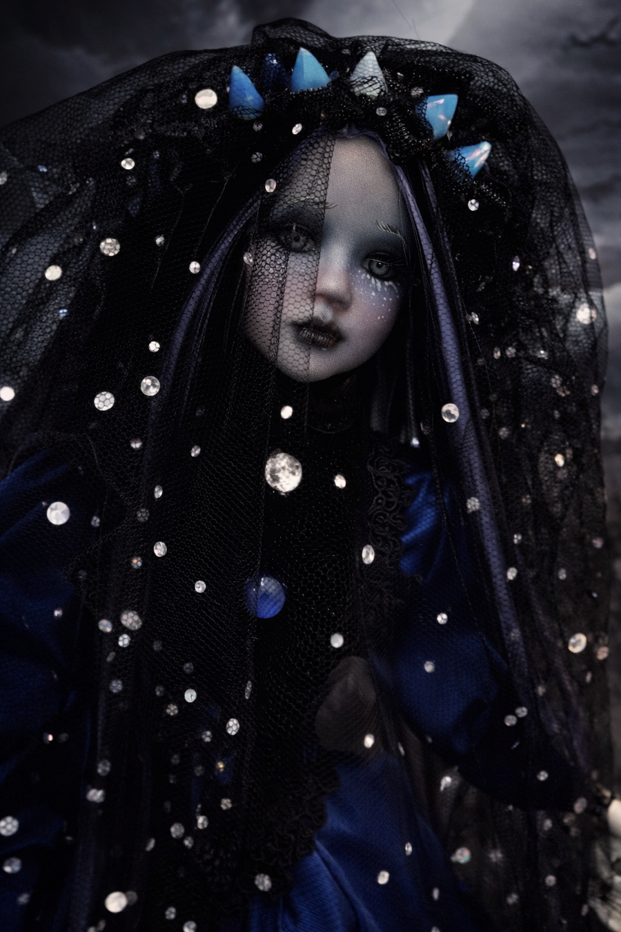 Siria Bambola Dark Goth in porcellana