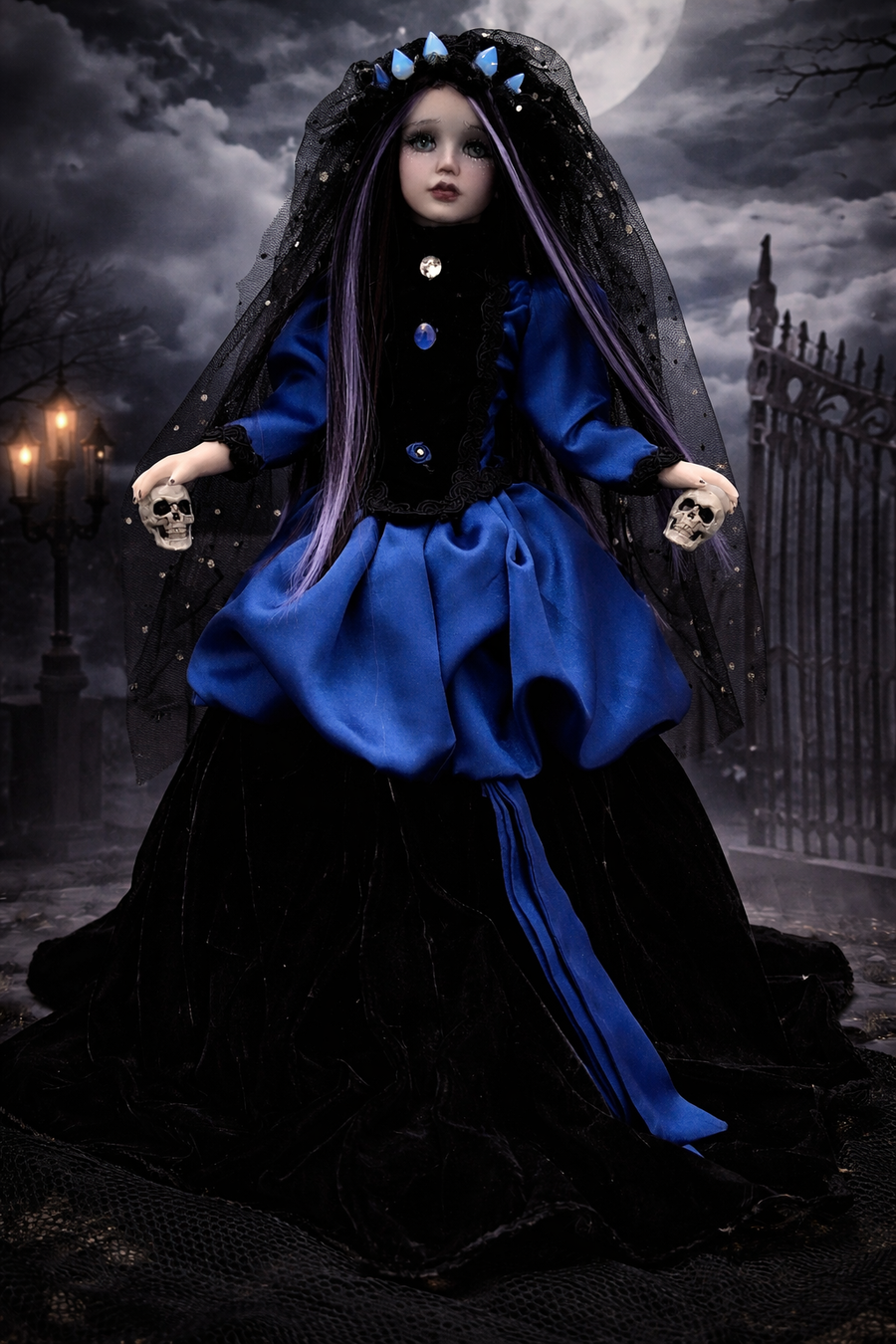 Siria Bambola Dark Goth in porcellana