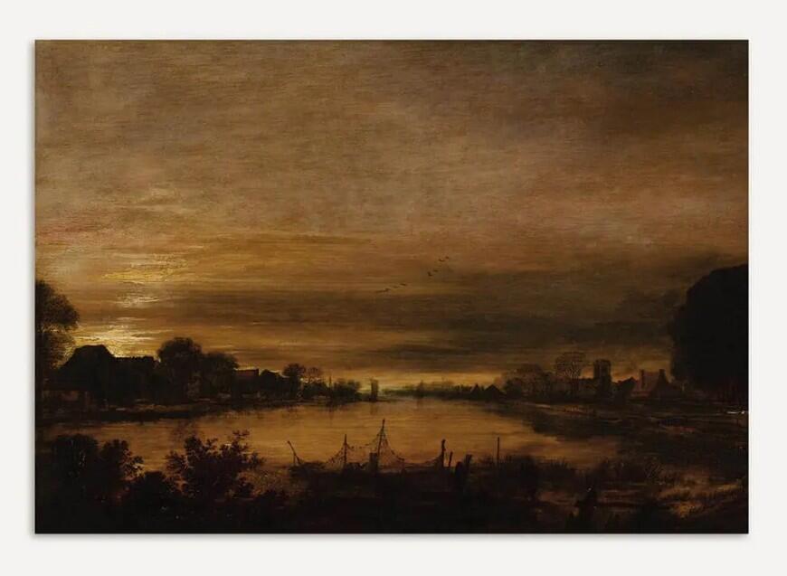 Modern Antique Prints - Stampa fine art 30x40 cm: Evening over the River