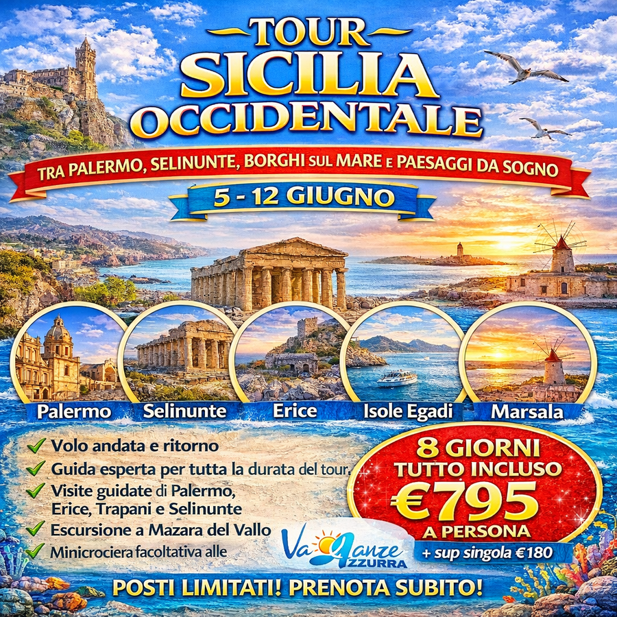 05 GIUGNO 2026 TOUR SICILIA OCCIDENTALE 8 GIORNI
