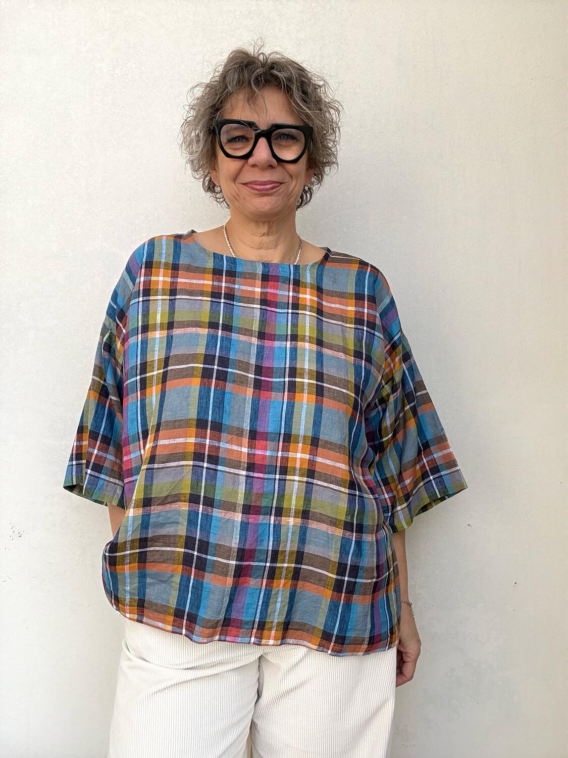 Camicia quadri in lino