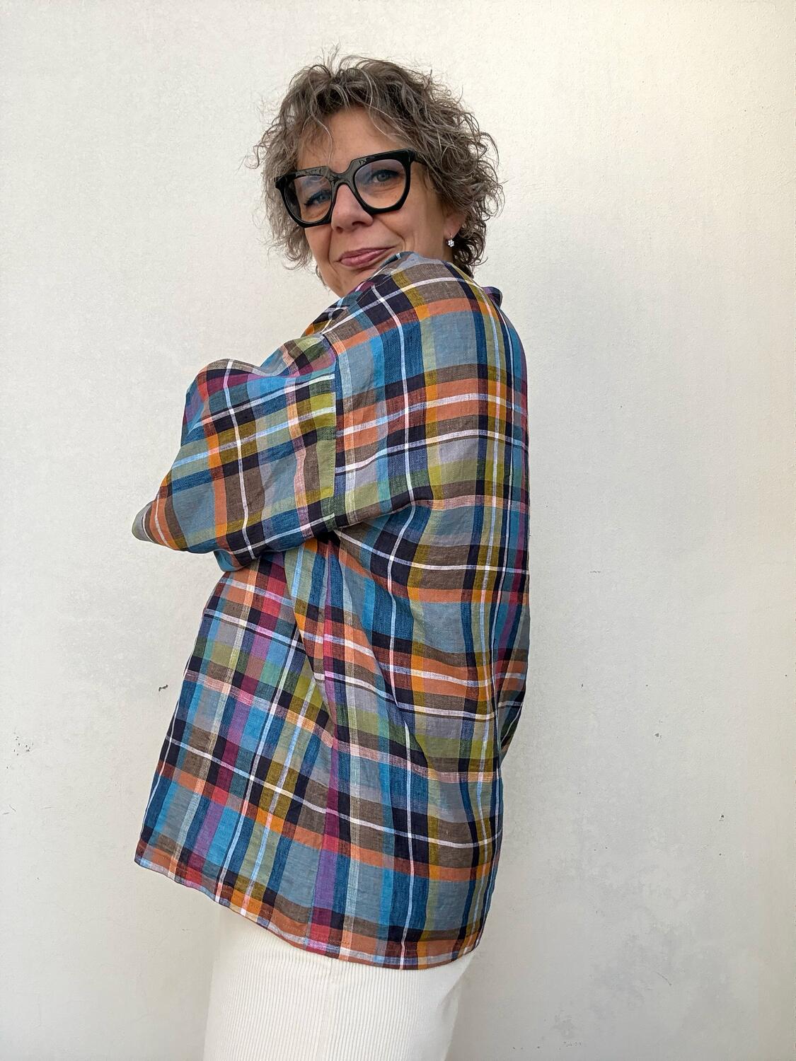 Camicia quadri in lino