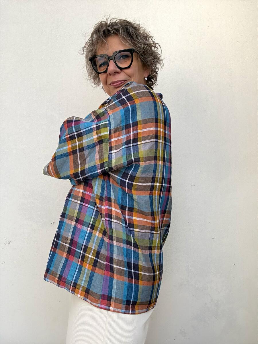 Camicia quadri in lino