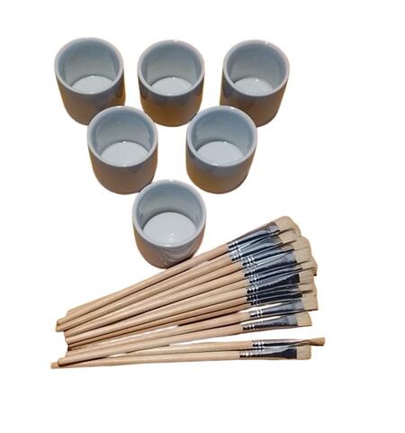 Set Pittura Professionale – 24 Pennelli Legno + 6 Contenitori per il Colore
