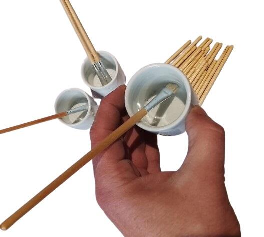 Set Pittura Professionale – 24 Pennelli Legno + 6 Contenitori per il Colore