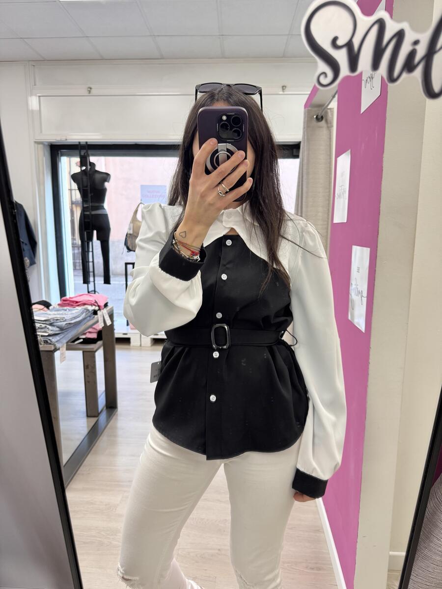NOVITÀ Camicia bicolor con cintura