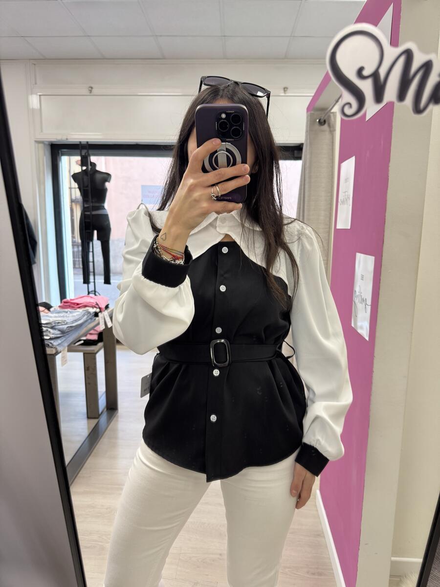 NOVITÀ Camicia bicolor con cintura