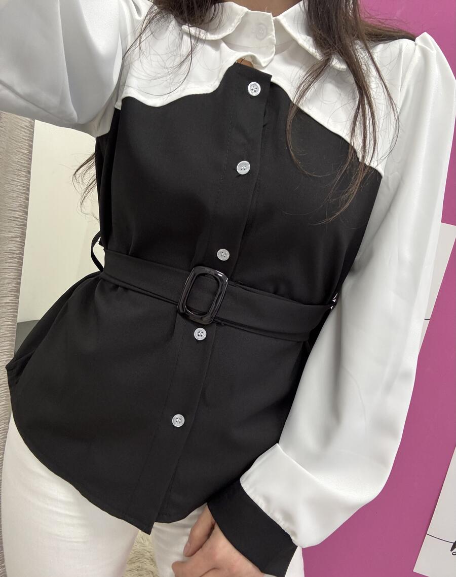 NOVITÀ Camicia bicolor con cintura