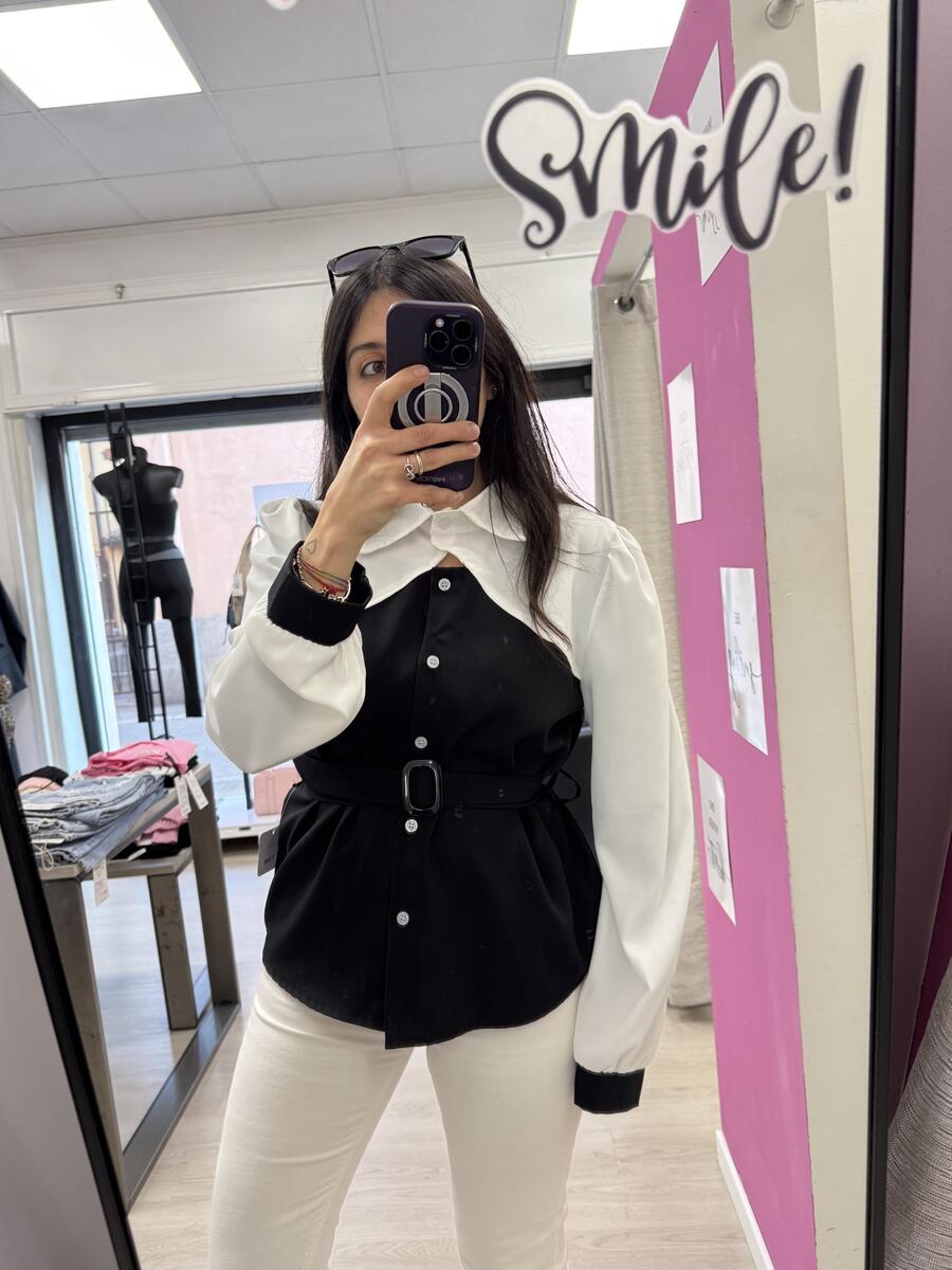 NOVITÀ Camicia bicolor con cintura