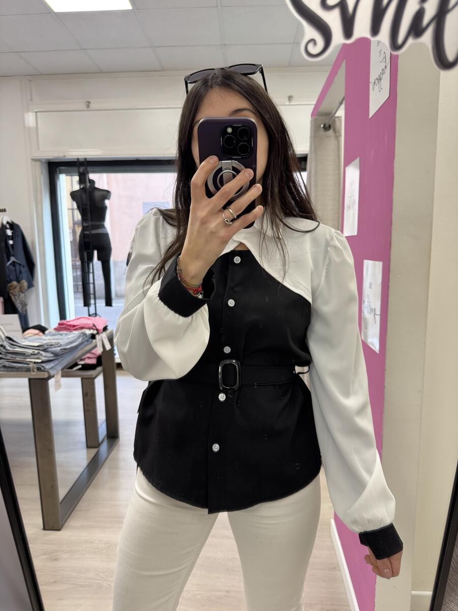 NOVITÀ Camicia bicolor con cintura