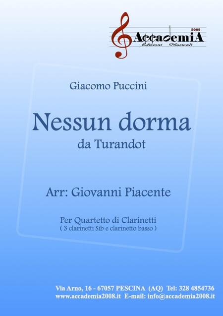 NESSUN DORMA (Quartetto di Clarinetti) - Giovanni Piacente / Giacomo Puccini