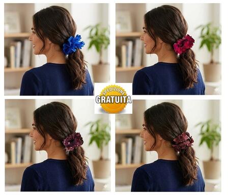 Set 80 Elastici Scrunchies Floreali Assortiti – 4 Modelli (20 pz cad.)