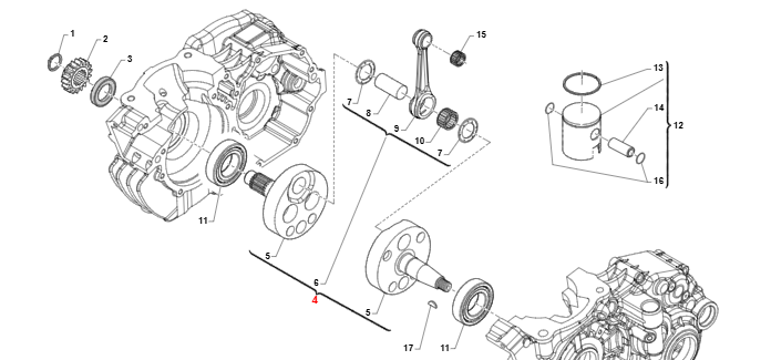 ALBERO MOTORE COMPLETO TM KZ R3