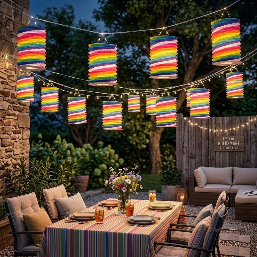 Lanterna di Carta Multicolore "Rio 1111" – Set 12 Pezzi